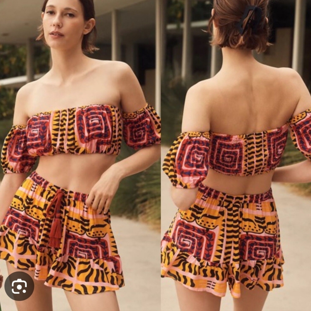 Anthropologie Joao Incerti The Cecy Set Colorful Top Shorts Multi Color Size M